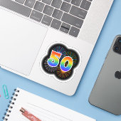 楽しい花火+虹のパターン「50」イベント# シール (ノートパソコンとiPhone)