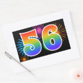 楽しい花火 + 虹のパターン "56" イベント番号 長方形シール (封筒)