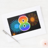 楽しい花火 + 虹のパターン「8」イベント番号 長方形シール (封筒)