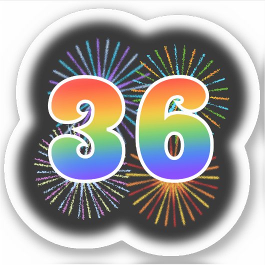 楽しい花火+虹パターン "36" イベント # シール (正面)