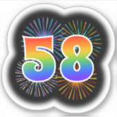 楽しい花火＋虹色パターン「58」イベント# シール (正面)