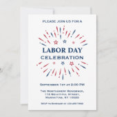 楽しい花火 赤 白 青 アメリカ独立記念日 お祝い 招待状 (正面)