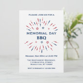 楽しい花火 赤 白 青 記念日 BBQ 招待状 (スタンド正面)