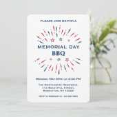 楽しい花火 赤 白 青 記念日 BBQ 招待状 (スタンド正面)