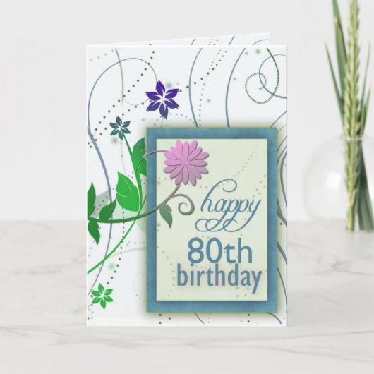 楽しい花happy80th誕生日 カード (正面)