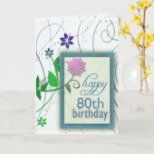 楽しい花happy80th誕生日 カード (黄色い花)
