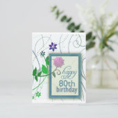 楽しい花happy80th誕生日 ポストカード (スタンド正面)