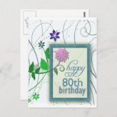 楽しい花happy80th誕生日 ポストカード (正面/裏面)