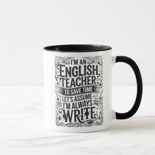 楽しい英語教師は常にタイプグラフィーマグカップに書く マグカップ (右)