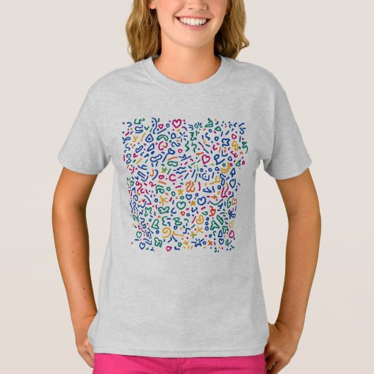 楽しい落書きカラフルな鮮やかな形  Tシャツ (正面)