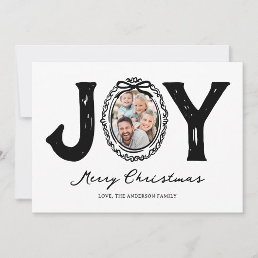 楽しい落書き喜びの写真クリスマス シーズンカード (正面)