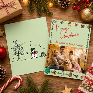 楽しい落書き家族写真 メリークリスマスカード 招待状