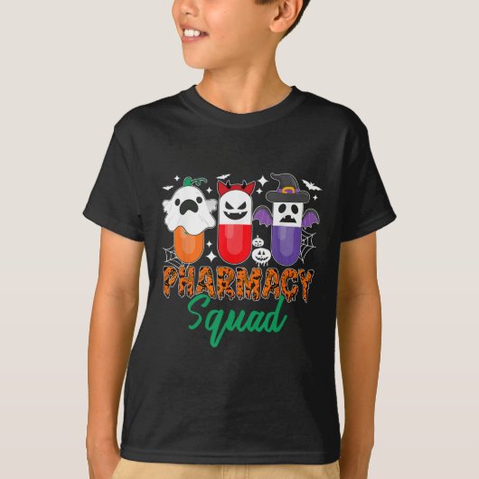 楽しい薬の薬剤師 かわいいハロウィーン薬局 スク Tシャツ (正面)