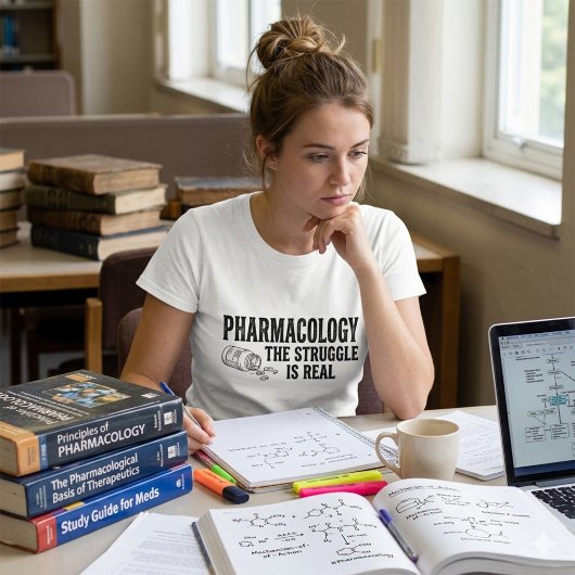 楽しい薬学のストレスTシャツ 薬学は大変だ Tシャツ