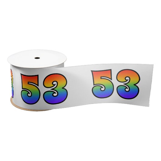 楽しい虹パターン "53" イベントナンバー (グレー) サテンリボン (リール)