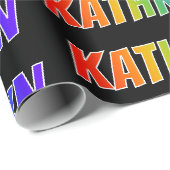 楽しい虹色のファーストネーム "KATHRYN" ラッピングペーパー (ロールコーナー)