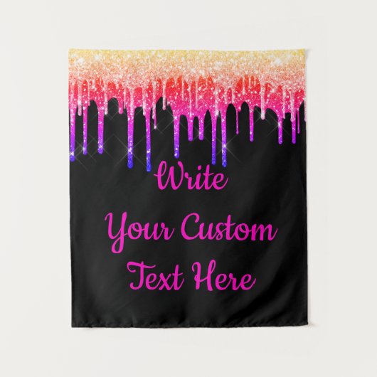 楽しい虹色グリッター誕生日写真撮影用背景 タペストリー (正面)