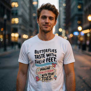楽しい蝶の豆知識 気まぐれアイスクリームと足の指 トライブレンドTシャツ