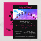 楽しい観覧車遊園地パーティー招待状 招待状 (正面/裏面)