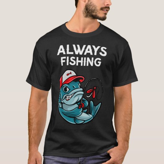 楽しい言葉 Up & Adam 釣りの時間です アングル Tシャツ (正面)