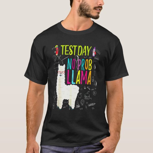 楽しい試験の日 無問題 ラマ Tシャツ (正面)