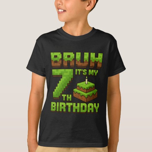 楽しい誕生日おめでとうブロ7歳の誕生日ゲーム Tシャツ (正面)