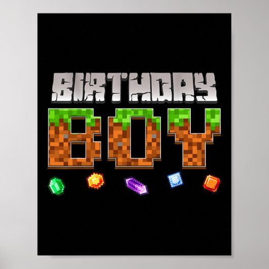 楽しい誕生日おめでとう少年ビデオゲームピクセルゲーマー男の子 ポスター (正面)