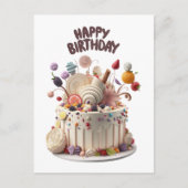楽しい誕生日のおいしいケーキ ポストカード (正面)