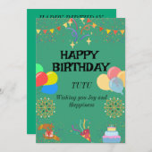 楽しい誕生日のお祝い 招待状 (正面/裏面)