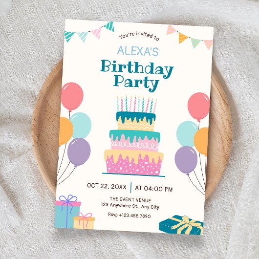 楽しい誕生日ケーキ 招待状