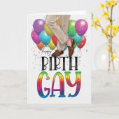 楽しい誕生日ゲイ男性の足 虹の誕生日 カード (黄色い花)