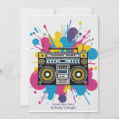 楽しい誕生日ダンスパーティーカラフル招待状 招待状 (裏面)