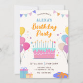 楽しい誕生日パーティー 招待状 (正面)