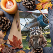 楽しい誕生日プレゼント　タヌキパイロット飛行機 ポストカード