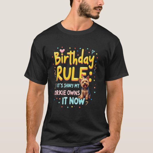 楽しい誕生日プレゼント ヨークシャーテリア 犬 1 Tシャツ (正面)