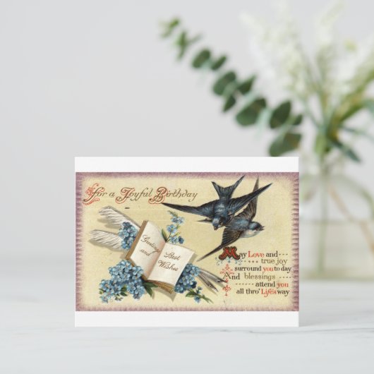 楽しい誕生日ヴィンテージ1913レプロ ポストカード (スタンド正面)