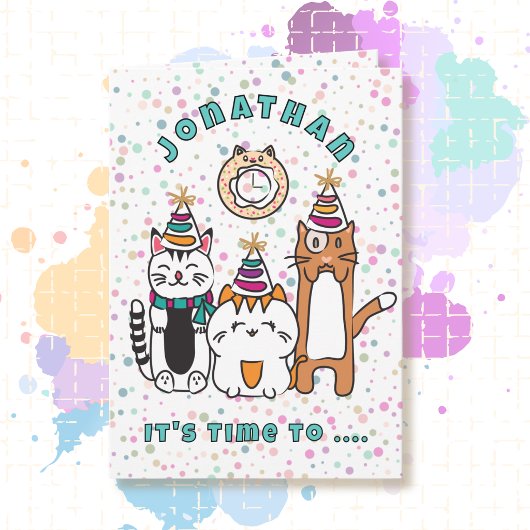 楽しい誕生日猫のキャラクター パーティー カード