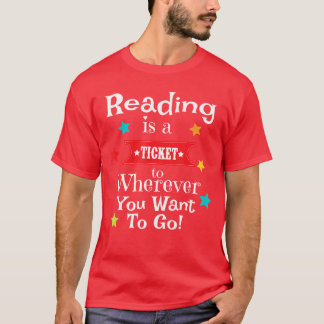 楽しい読書はどこへでも行けるチケット 読書Q Tシャツ