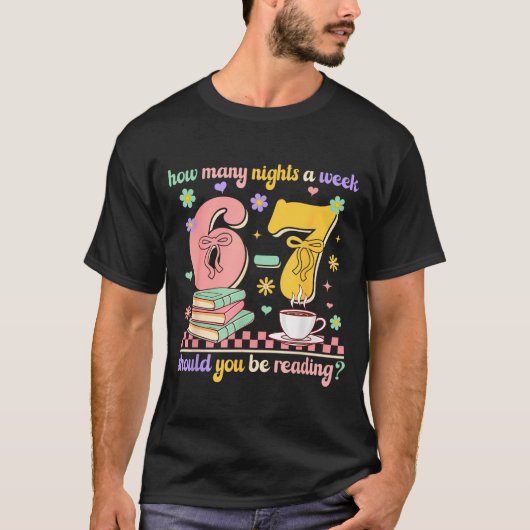 楽しい読書 67 先生 六七 読書 6 7 ブー Tシャツ (正面)