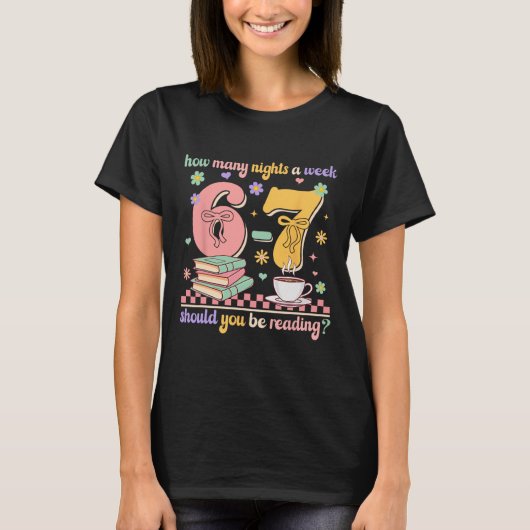 楽しい読書 67 先生 六 七 読書 6 7 ブー Tシャツ (正面)