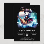 楽しい豪華な海賊の誕生日 招待状 (正面/裏面)