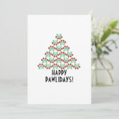 楽しい質屋さん、手の跡がクリスマスツリーを作る シーズンカード (スタンド正面)