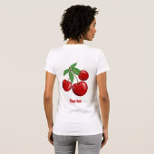 楽しい赤いさくらんぼのデザイン オーダーメイド Tシャツ (裏面フル)