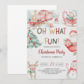 楽しい赤いクリスマスパーティーの招待状 招待状 (正面/裏面)