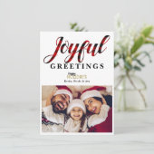 楽しい赤いチェック柄のホリデーグリーティングフォトカード 招待状 (スタンド正面)