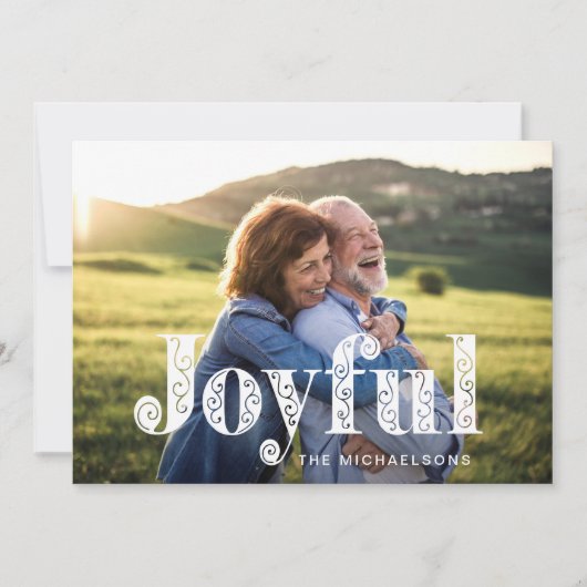 楽しい赤い渦巻き写真のクリスマス シーズンカード (正面)