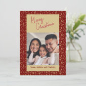 楽しい赤い落書き家族写真 メリークリスマスカード シーズンカード (スタンド正面)