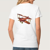 楽しい赤い複葉機航空宇宙飛行 Tシャツ (裏面)