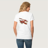 楽しい赤い複葉機航空宇宙飛行 Tシャツ (裏面フル)
