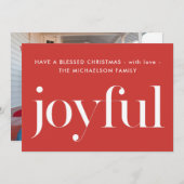 楽しい赤い賛美写真のクリスマス・ホリデー シーズンカード (正面/裏面)